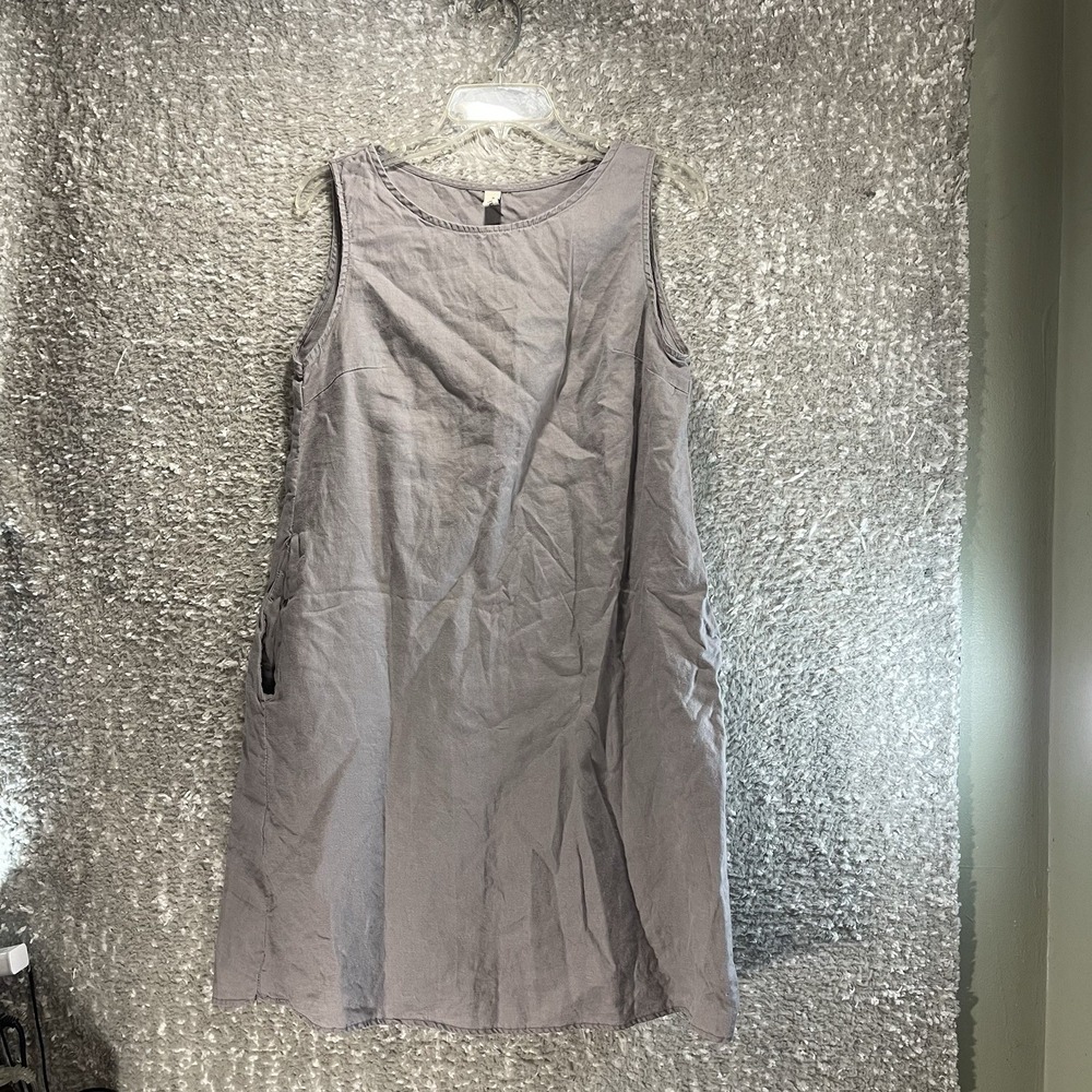 Amazhiyu Shift Dress Womens M Linen Pockets Sleeveless Gray Coastal Beach Vacay